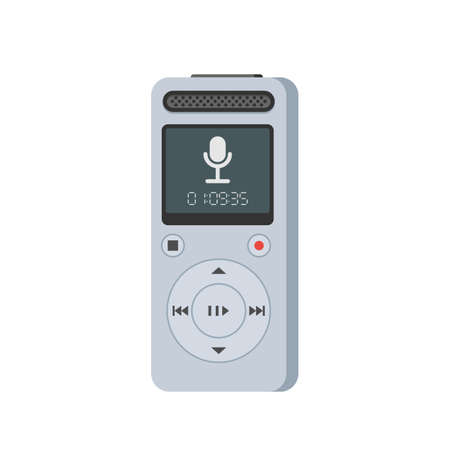 Dictaphone, voice recorder icon. Journalist electronic equipment. Vector illustration in trendy flat style, isolated on white backgroundのイラスト素材