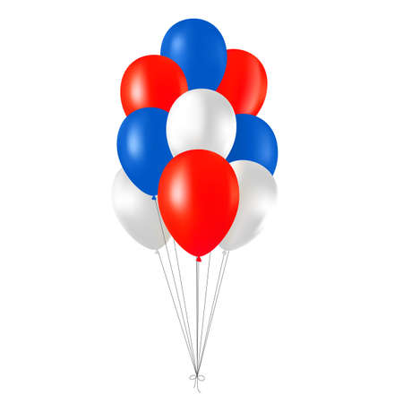 Bunch of balloons, red, blue and whiteのイラスト素材
