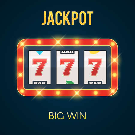 Jackpot on slot machine with glowing lampsのイラスト素材