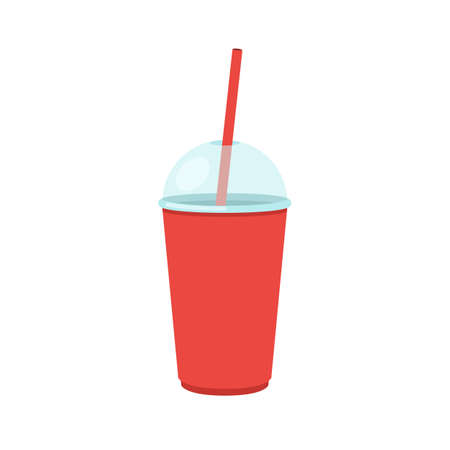 Plastic cup with lid and strawのイラスト素材