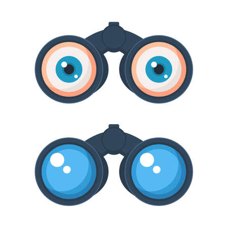 Binoculars with eyes iconの写真素材