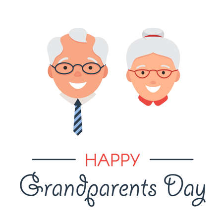 Happy Grandparents Day, greeting card on white background, vector illustration.のイラスト素材