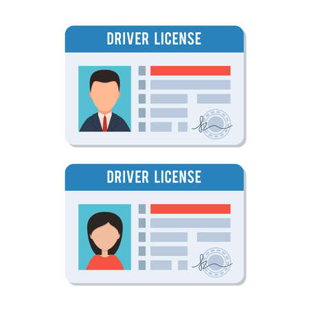 Man and woman driver license on white background, vector illustration.のイラスト素材