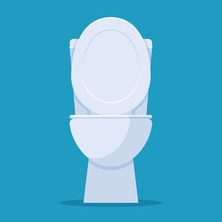Open toilet bowl on blue background, vector illustration.のイラスト素材