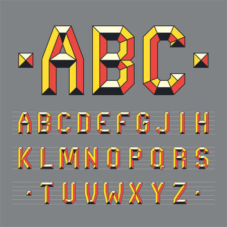 Geometric polygonal alphabet font.のイラスト素材