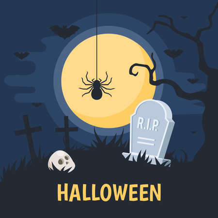 Halloween background with full moonのイラスト素材