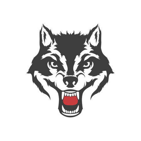 Wolf grin head symbol. Vector illustration isolated on white backgroundのイラスト素材