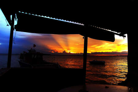 sunset by the seaside viewの写真素材