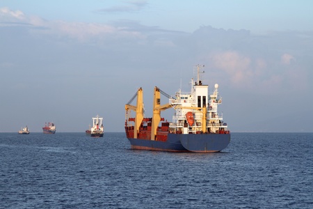 Cargo ship sailing the sea 
