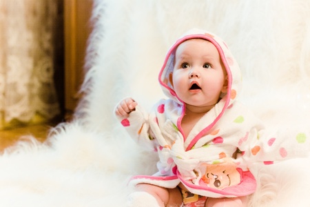 baby girl and bubblesの写真素材