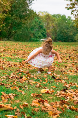 cute baby girl in the forestの写真素材