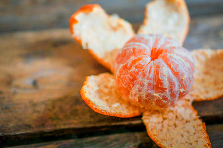 clementines on wooden backgroundの写真素材