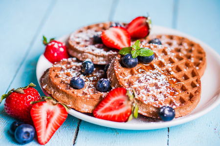 waffles with berriesの写真素材