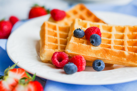 waffles with berriesの写真素材