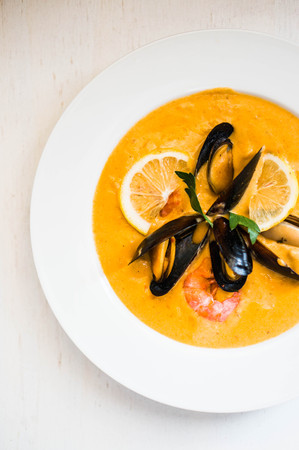 soup with shrimpsの写真素材