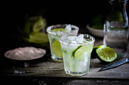 water with limesの写真素材