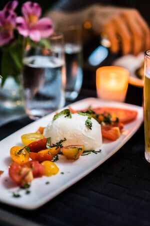 Caprese salad outdoors