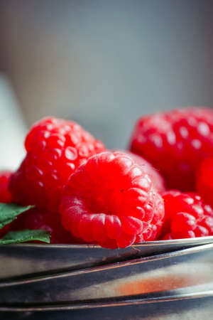 Closeup of fresh raspberriesの写真素材