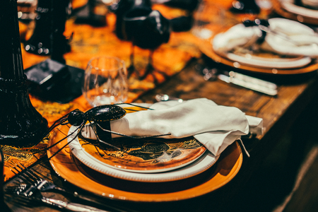 Halloween table decorationsの写真素材