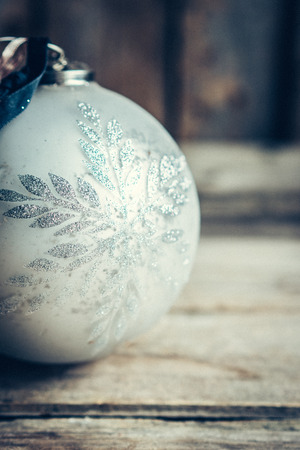 Christmas decoration on rustic wooden backgroundの写真素材