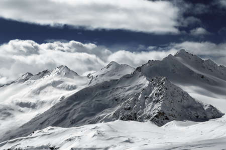 Landscape Snow caucasus capped peaks in Elbrusの写真素材