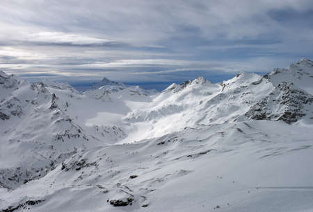 Landscape of a Snow Mountains Elbrus in Elbrus district of Kabardino-Balkarian Republic, Russia