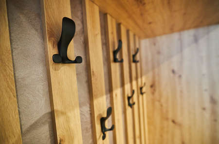 Black hooks for the top. Close up photo.の写真素材