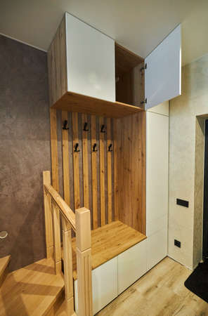 Hall corridor hallway with wardrobe for clothes.の写真素材