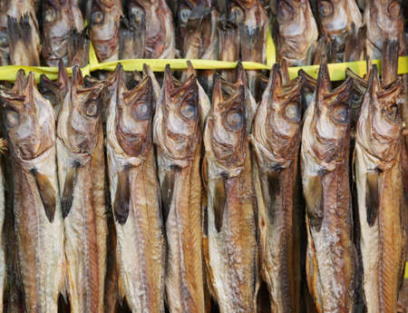 Dried fish for sale on a Korean traditional food market. Seoul, South Koreaの写真素材