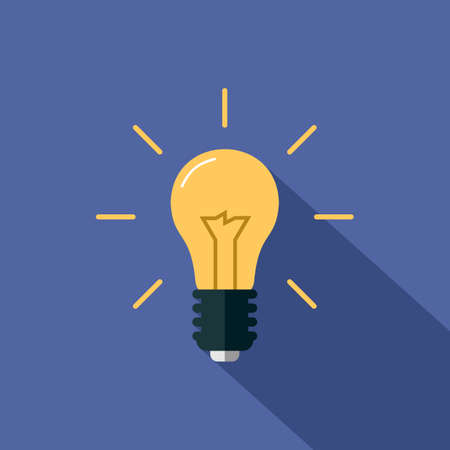 Flat Light bulb Icon on an Aqua Backgroundのイラスト素材