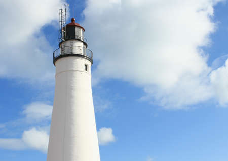 Fort Gratiot Lighthouse Tower set against a gorgeous blue sky background  Port Huron, Michigan の写真素材