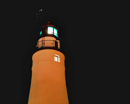 Night Light  The Fort Gratiot Lighthouse in Port Huron, Michigan の写真素材