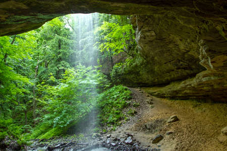 Standing in the canyon behind Memorial Falls  Munising, Michigan  