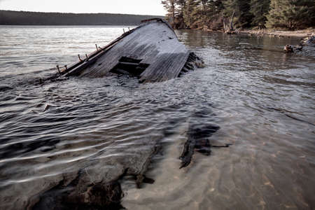 Historical shipwreck along the Lake Superior coast  Pictured Rocks National Lakeshore  Munising, Michigan  の写真素材