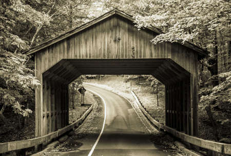 Covered bridge on the Pierce Stocking Scenic Drive in Sleeping Bear Dunes National Lakeshore. Empire, Michigan.のeditorial素材