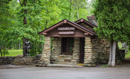 CCC Museum In Tennessee. Jamestown, Tennessee, USA - June 1, 2015. The CCC museum and statue dedicated to the workers who helped to build many of America's state and national parksのeditorial素材