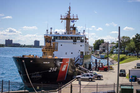 USS Hollyhock. Port Huron, Michigan, USA - United States Coast Guard cutter USS Hollyhock at it's home port of Port Huron, Michigan. The Hollyhock is known as, "The Sentinel Of The Inland Sea.のeditorial素材