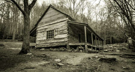 Smoky Mountain Cabin. The Ogle Historical Cabin on the Roaring Fork Motor Nature Trail Great Smoky...
