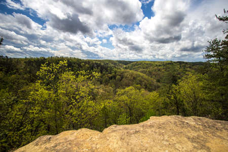 Kentucky Mountain Panorama.  Panoramic overlook view of the Appalachian Mountains in southeastern Kentucky. Natural Bridge State Resort Park.の写真素材