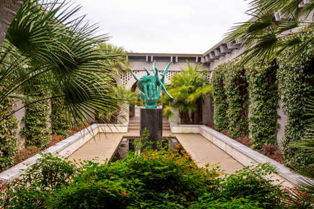 Myrtle Beach, South Carolina, USA - February 23, 2014: Statue and pool at renowned Brookgreen Gardens. Brookgreen is considered one of the premier landscape and sculpture gardens in the United States.のeditorial素材