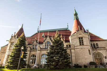 Saginaw, Michigan, USA - September 30. 2017: The Castle Museum in the city of Saginaw houses the Saginaw County Historical Museum and is located in the downtown area. It was once a former post office.のeditorial素材