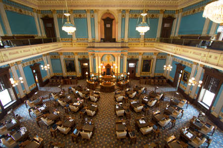 Lansing, Michigan, USA - January 20, 22018: Balcony view of the Michigan House of Representatives chamber in the state capitol building of Lansing, Michigan.のeditorial素材