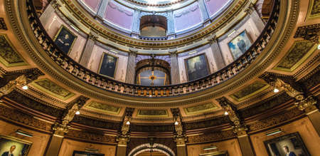 Lansing, Michigan, USA - January 20, 2018: The beautiful and ornate rotunda of the Michigan State...