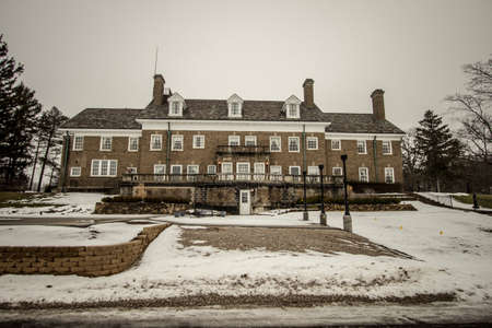 Saugatuck, Michigan, USA - January 21, 2018: The reportedly haunted Felt Mansion has been utilized as a private home, seminary and a prison. It is now a historical venue hosting weddings, tours, events and ghost hunts.のeditorial素材