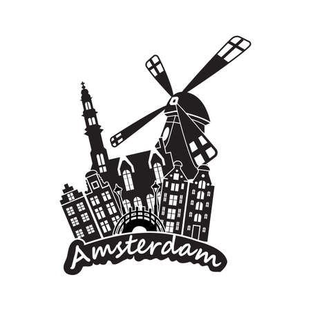 Amsterdam Skyline blackのイラスト素材