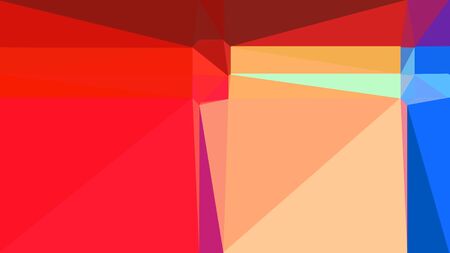 geometric triangles style in crimson, royal blue and light salmon color. abstract triangles composition. for poster, cards, wallpaper or texture.の写真素材