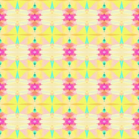 seamless vintage pattern with pale golden rod, turquoise and neon fuchsia colors. repeating background illustration can be used for wallpaper, wrapping paper or textile fashion design.の写真素材