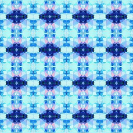 seamless vintage pattern with light blue, strong blue and powder blue colors. repeating background illustration can be used for wallpaper, cards or textile fashion design.の写真素材