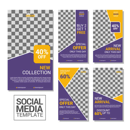 Set of Editable square banner template design for Fashion post on social mediaのイラスト素材