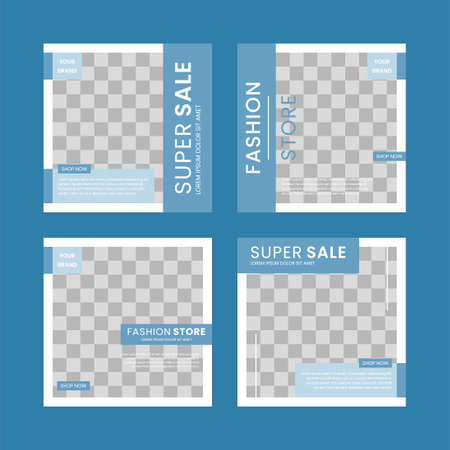 Set of Editable square banner template design for Fashion post on social mediaのイラスト素材